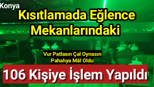 Kısıtlamada eğlence mekanlarındaki 106 kişiye işlem yapıldı