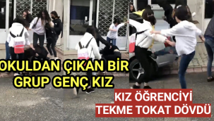 Genç kızın yere yatırılıp tekme tokat dövüldüğü anlar kamerada