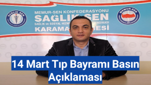 Sağlık Sen Şube Başkanı Bayır'ın 14 Mart Tıp Bayramı Basın Açıklaması