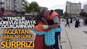 Temizlik görevlisi babaya çocuklarından ağlatan Babalar Günü sürprizi