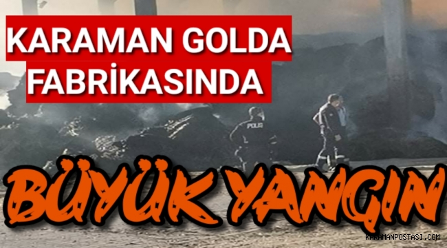 Karaman GOLDA Fabrikasında Yangın Çıktı,Depodaki Tonlarca Saman Yandı