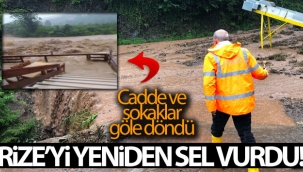 Rize'de şiddetli sağanak yağış etkili oldu
