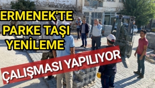 Ermenek'te Parke Taşı Yenileme Çalışması Yapılıyor