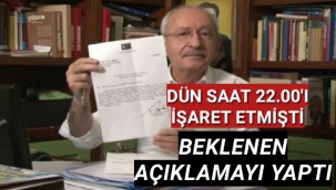 CHP Genel Başkanı Kemal Kılıçdaroğlu, dün saat 22.00’da sosyal medya hesabından önemli bir bilgi vereceğini duyurmuştu.