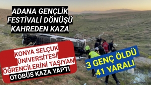 Festival Dönüşü Konya Selçuk Üniversite Öğrencilerini Taşıyan Otobüs Kaza Yaptı