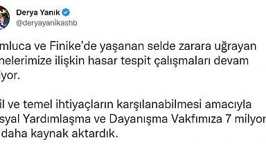 Antalya'da selden zarar gören vatandaşlar için 7 milyon lira daha kaynak aktarıldı