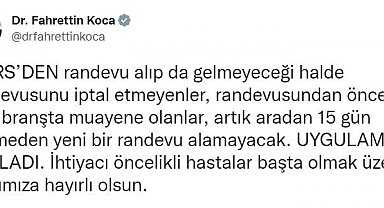 Bakan Koca duyurdu: MHRS'DEN randevu alıp gelmeyenlere 15 gün yeni randevu yok