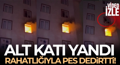 Bursa'da ev alev alev yandı..Komşusu film izler gibi izledi