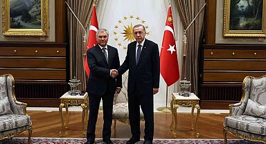 Cumhurbaşkanı Erdoğan, Cumhurbaşkanlığı Külliyesi'nde Rusya Federasyonu Federal Meclisi Devlet Duması Başkanı Vyacheslav Volodin'i Kabul etti.