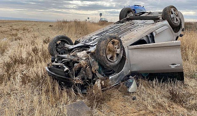 Karşı şeride geçen otomobil takla attı: 1 yaralı