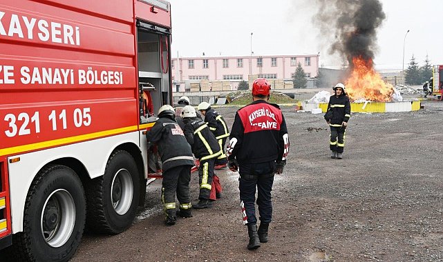 Kayseri OSB İtfaiyesi ve Gaziantep OSB İtfaiyesi ortak tatbikat yaptı