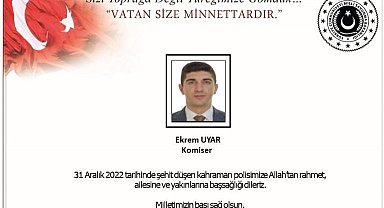 MSB'den Şehit Polis Ekrem Uyar için başsağlığı mesajı
