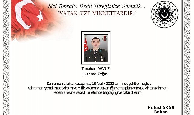 Pençe-Kilit operasyonu bölgesinde yaralanan asker şehit oldu