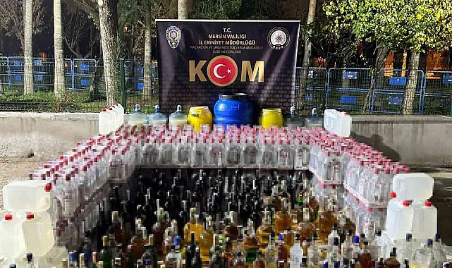 Yılbaşı öncesi Mersin'de bin 215 litre sahte alkol ele geçirildi