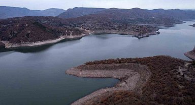 Ankara'da barajların doluluk oranı havadan görüntülendi