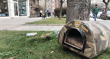 Çalınmasın diye hayvan kulübesini çelik telle ağaca bağlandılar