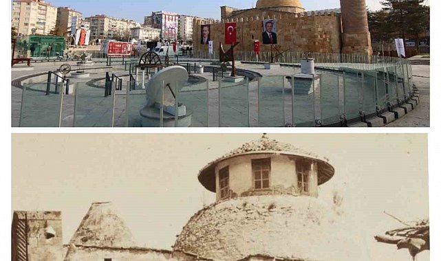 İki farklı fotoğrafta Cacabey Medresesi