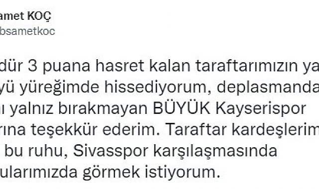 Kayserispor Basın Sözcüsü Batuhan Samet Koç: