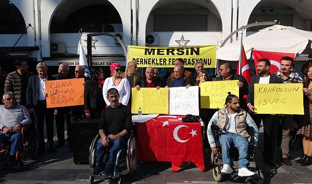 Kur'an-ı Kerim yakılmasına Mersin'den tepki