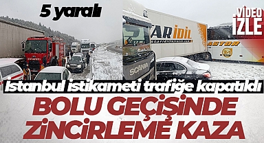 Bolu'da kar yağışı sebebiyle kayganlaşan yolda 6 araç zincirleme kazaya karıştı: 5 yaralı