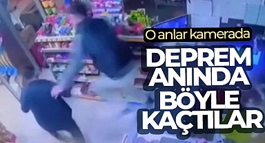 Deprem anında böyle kaçtı, o anlar kamerada
