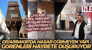 Diyarbakır'da giriş katı hariç kolonları olmayan bina depremlere rağmen ayakta