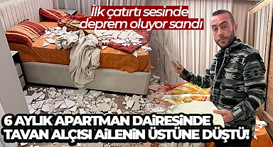Beylikdüzü'nde 6 aylık apartman dairesinde tavan alçısı ev içinde ailenin üstüne düştü