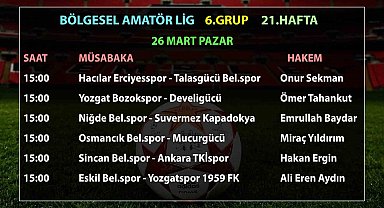 Bölgesel Amatör Lig'de 21.hafta maçlarının hakemleri açıklandı