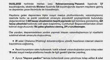 EGM: "Sosyal medya platformlarında depreme ilişkin provokatif paylaşımlarda bulunan 29 kişi tutuklandı"