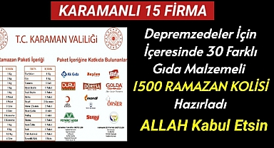 Karaman Valiliği Öncülüğünde Karamanlı 15 Firma 1500 Ramazan Kolisi Hazırladı