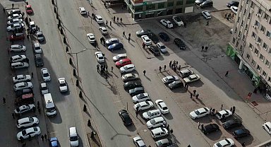 Kayseri'de deprem paniği havadan görüntülendi