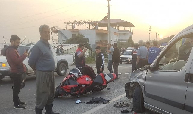 Kazada savrulan motosiklet sürücüsünü taktığı kask kurtardı