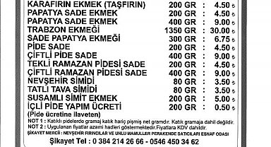 Nevşehir'de ekmek fiyatı arttı