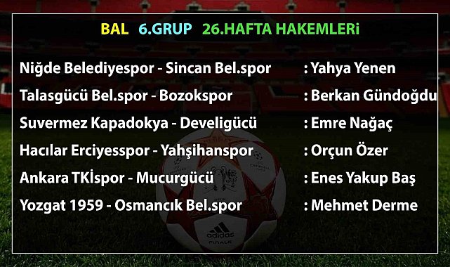 BAL 6. Grup'ta 26. hafta maçlarının hakemleri açıklandı