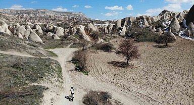 Kapadokya'nın zorlu şartlarında pedal çevirdiler