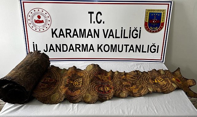 Karaman'da piton derisi üzerine yazılı kabartmalı tılsım ele geçirildi