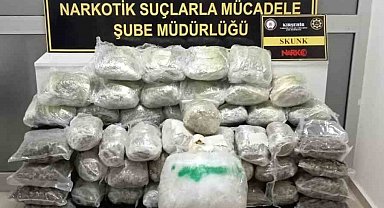 Kırşehir'de yol uygulamasında rekor miktarda uyuşturucu yakalandı