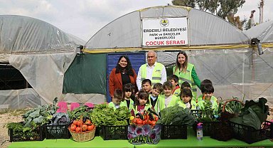 Miniklerin çocuk serasından ilk hasadı depremzedelere