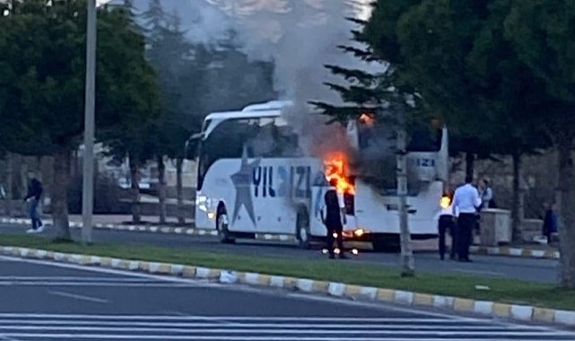 Nevşehir'de 38 yolcunun bulunduğu otobüste yangın çıktı