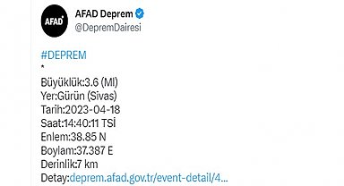Sivas'ta deprem
