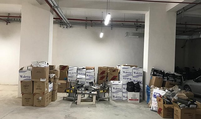 Baba ve oğullarına ait mekanlarda 7 milyon TL'lik kaçak tütün ve makaron ele geçirildi