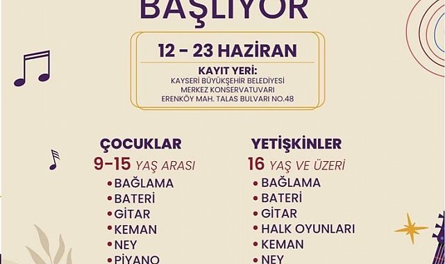 Büyükşehir'in konservatuvar yaz kursları başlıyor