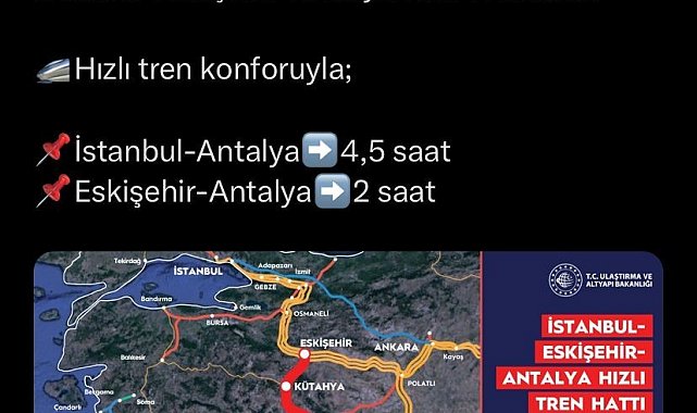 Eskişehir hızlı tren ile Antalya'ya bağlanacak