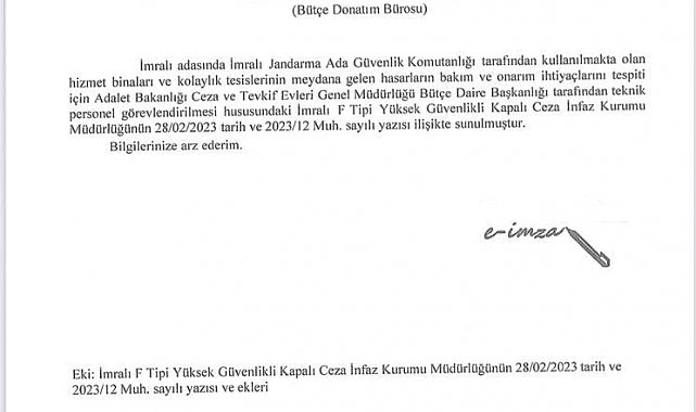 İmralı adasında yaşanan fırtına sebebiyle oluşan hasarın onarılması üzerine ekip görevlendirilmesi talep edildi