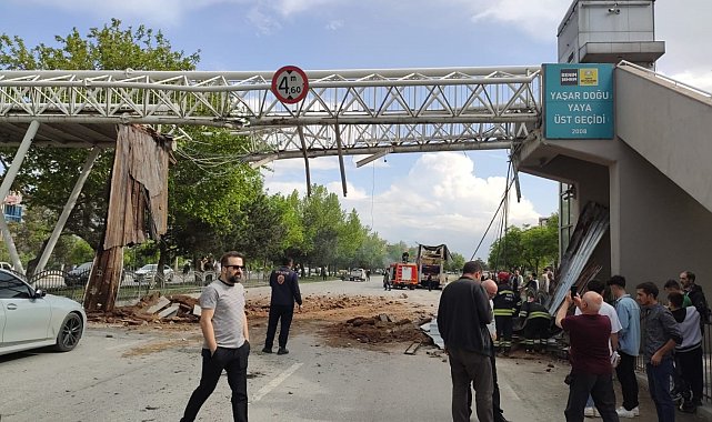 Konya'da vincin çarptığı üst geçitteki çocuk yaralandı