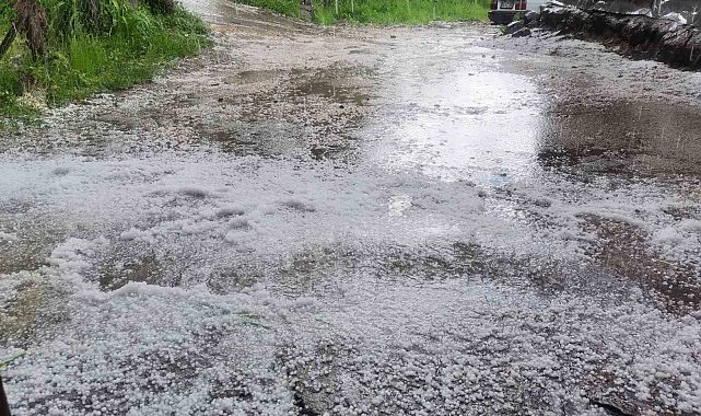 Koyulhisar'da sağanak ve dolu etkili oldu