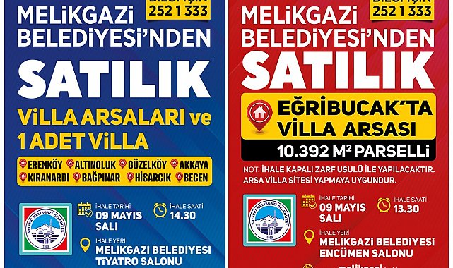 Melikgazi Belediyesi'nden satılık villa ve villa arsası ihalesi