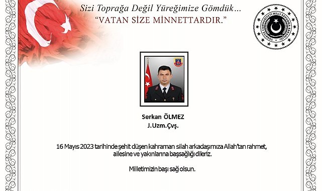 MSB'den şehit uzman çavuş için başsağlığı mesajı