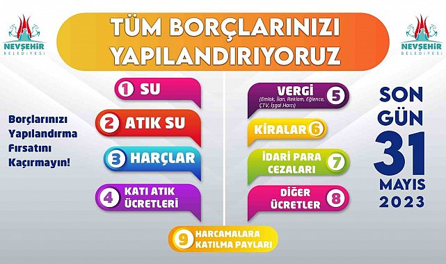 Nevşehir Belediyesi uyardı: "Borcunuzu yapılandırmayı unutmayın"