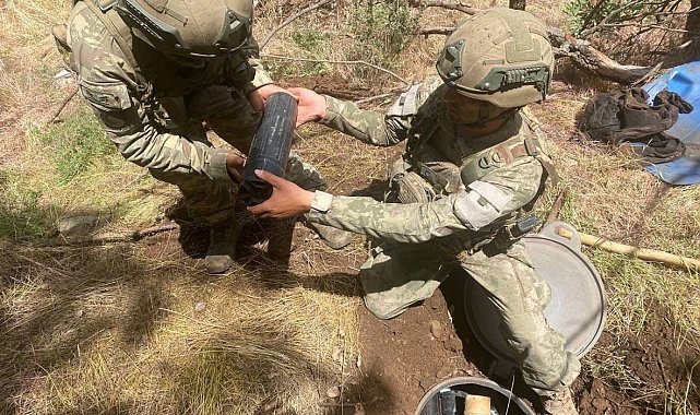 PKK'lı teröristlere ait 73 adet havan mühimmatı ve 1 adet AK-47 ele geçirildi